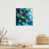 Poster Blue, Pink & Yellow Abstract Lights (Cuisine)