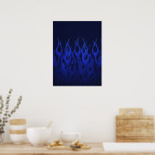 Poster Blue Racing Flames on Carbon Fiber (Cuisine)