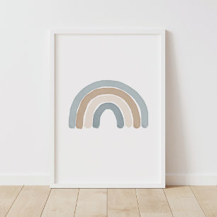 Poster Blue Rainbow Neutral Boy Nursery Decor