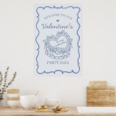 Poster Blue Retro Coquette Coquette gâteau Valentines Bie (Cuisine)