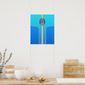 Poster Blue Retro Tiki Surboard (Cuisine)