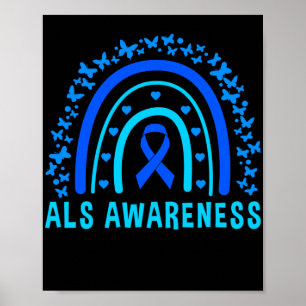Poster Blue Ribbon ALS Sensibilisation Rainbow