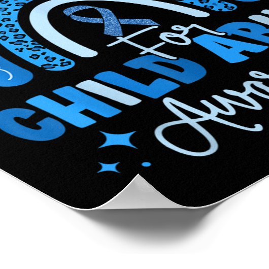 Poster Blue Ribbon Arc-En-Ciel Nous Portons Bleu Pour Les (Coin)