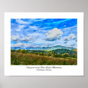 Poster Blue Ridge Mounts Georgia Vineyard Aquarelle