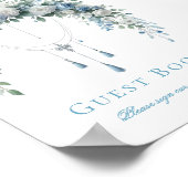 Poster Blue Rose & Silver Cross Baptism Guest Book Sign (Coin)