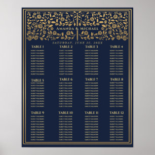 Poster Blue Royal Medieval Sword Wedding Seating Chart