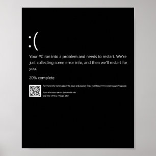 Poster Blue Screen of Death IT Geek Halloween Party DIY C