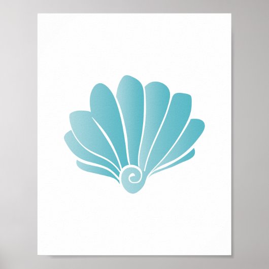 Poster Blue Seashell Beach Art (Devant)