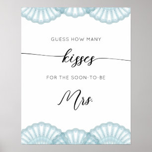 Poster Blue Shell combien de baisers nuptiale douche jeu