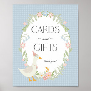 Poster Blue Silly Goose Floral En vichy cartes et cadeaux