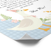 Poster Blue Silly Goose Floral En vichy Ne pas dire Baby (Coin)