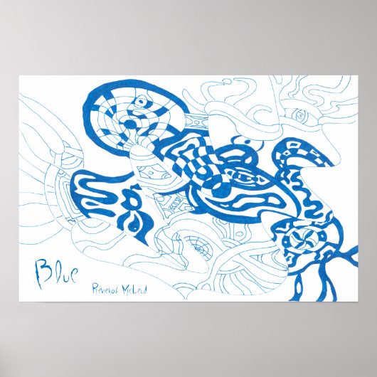 Poster Blue Sketch, abstract (Devant)