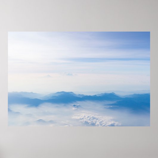 Poster Blue sky and mountains view from airplane stylized (Devant)