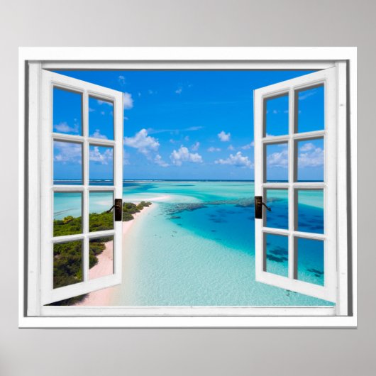Poster Blue Sky Tranquille Vue Mer Fake Window (Devant)