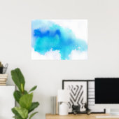 Poster Blue spot, watercolor abstract hand painted (Bureau à domicile)