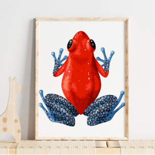 Poster Blue Spotted Red Legged Frog Digital Print