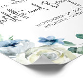 Poster Blue Spring Floral Chic Bienvenue à notre Mariage (Coin)
