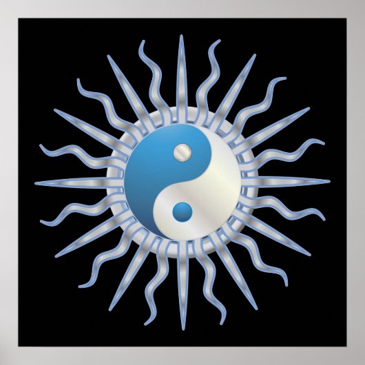 Poster Blue Starburst Yin Yang (Devant)