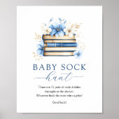 Poster Blue Storybook Baby Sock Hunt Game Sign (Devant)