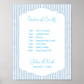 Poster Blue Striped Wedding Schedule Order of Events (Devant)