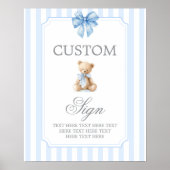Poster Blue Stripes Bear Customized sign (Devant)
