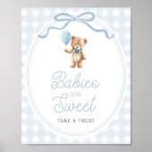 Poster Blue Teddy Bear Baby Shower Sweets Table Sign (Devant)