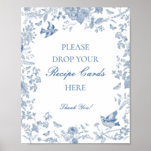 Poster Blue Toile De Jouy Floral Partager une recette Mar