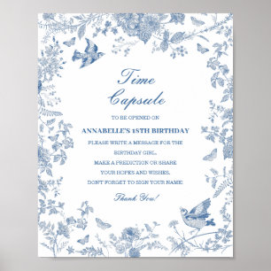 Poster Blue Toile De Jouy Temps Capsule Baby Anniversaire