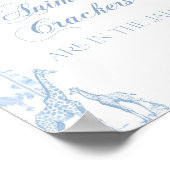 Poster Blue Toile Safari Baby shower animal jeu (Coin)