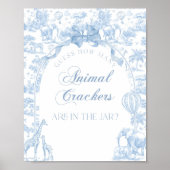 Poster Blue Toile Safari Baby shower animal jeu (Devant)