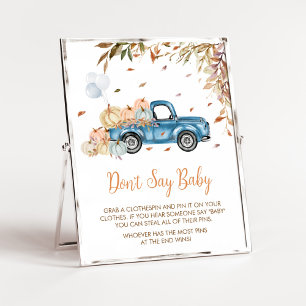 Poster Blue Truck Citrouille ne pas dire Baby shower bébé