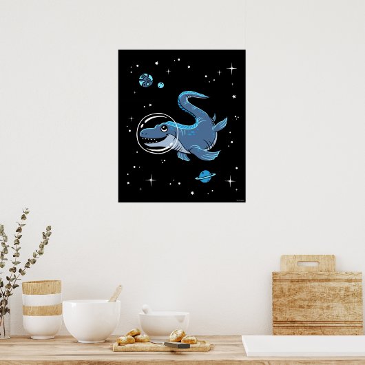 Poster Blue Tylosaurus Dinos (Cuisine)