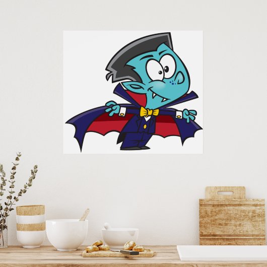 Poster Blue Vampire Boy with Cape Cute Dracula (Cuisine)
