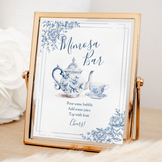 Poster Blue Victorian Garden Fête des mariées Tea Mimosa 