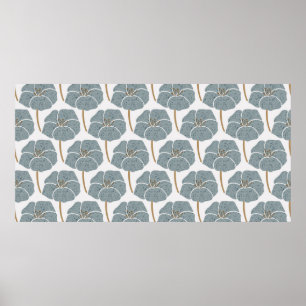 Poster Blue vintage floral repeat seamless pattern. Roman