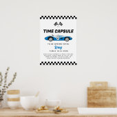 Poster Blue Vintage Race Car Anniversaire Heure Capsule (Cuisine)