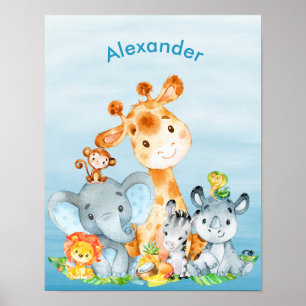 Poster Blue Watercolor Cute