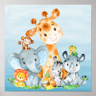 Poster Blue Watercolor Cute
