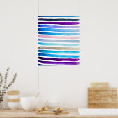 Poster Blue watercolor stripes painted (Cuisine)