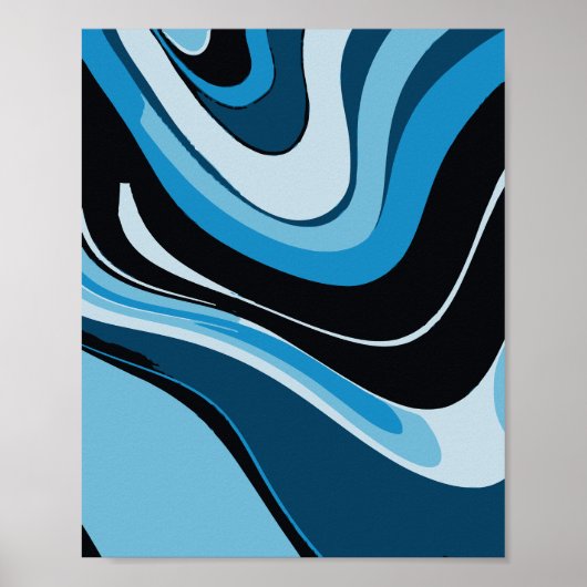 Poster Blue Waves Art Abstrait (Devant)