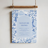 Poster Blue White Chinoiserie Mariage Signature Boissons