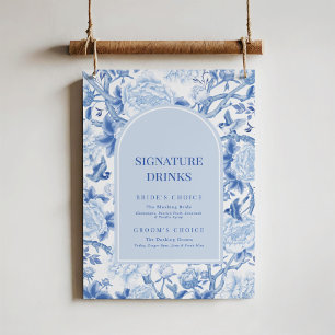 Poster Blue White Chinoiserie Mariage Signature Boissons
