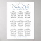 Poster Blue & White Elegant 9 Table Wedding Seating Chart (Devant)