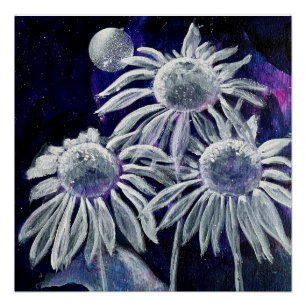 Poster Blue White Flower