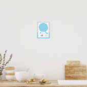 Poster Blue, White Grey Elephant Baby shower 2 - Invité (Cuisine)