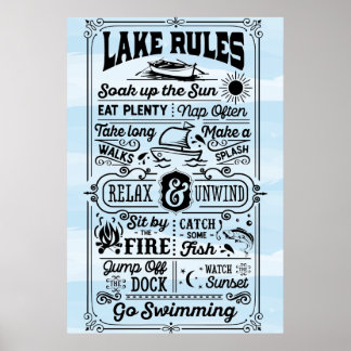 Poster Blue White Lake Rules