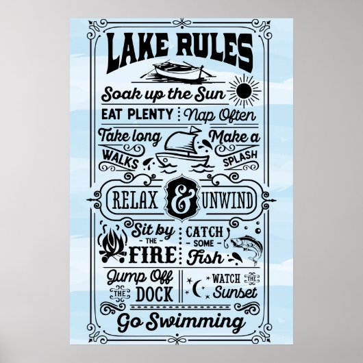 Poster Blue White Lake Rules (Devant)
