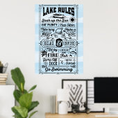 Poster Blue White Lake Rules (Bureau à domicile)