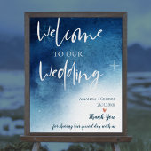 Poster Blue White Snowflake Bienvenue À Notre Mariage