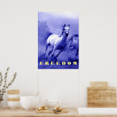 Poster Blue Wild Horses Motivation Freedom Artwork (Cuisine)